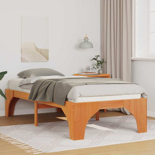 Földi ágykeret tárolóval Barna 90 x 200 cm Tömör fenyőfa