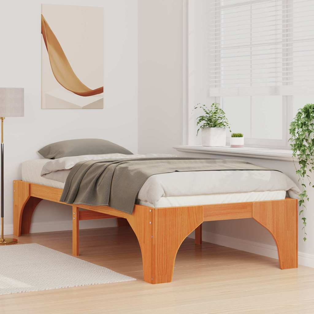 Földi ágykeret tárolóval Barna 90 x 200 cm Tömör fenyőfa