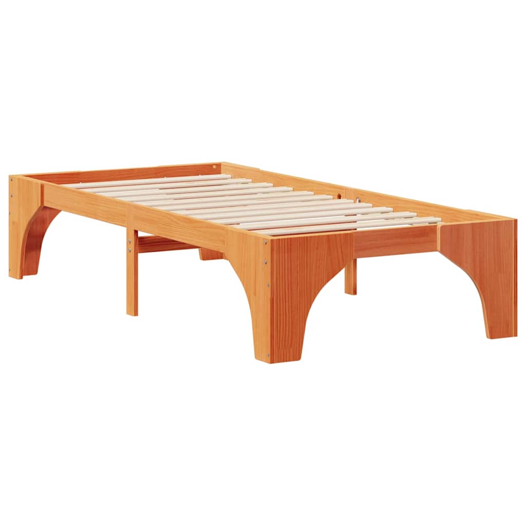 Földi ágykeret tárolóval Barna 90 x 200 cm Tömör fenyőfa