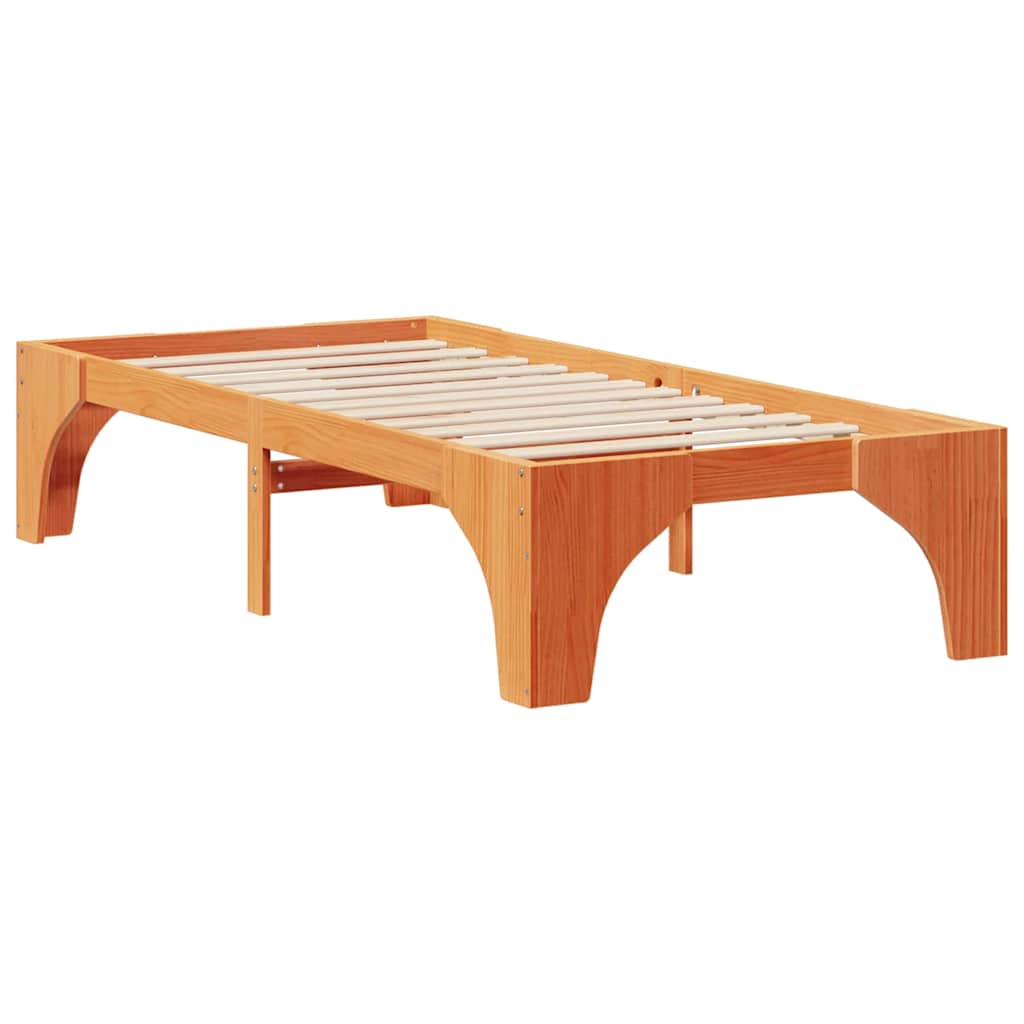 Földi ágykeret tárolóval Barna 90 x 200 cm Tömör fenyőfa