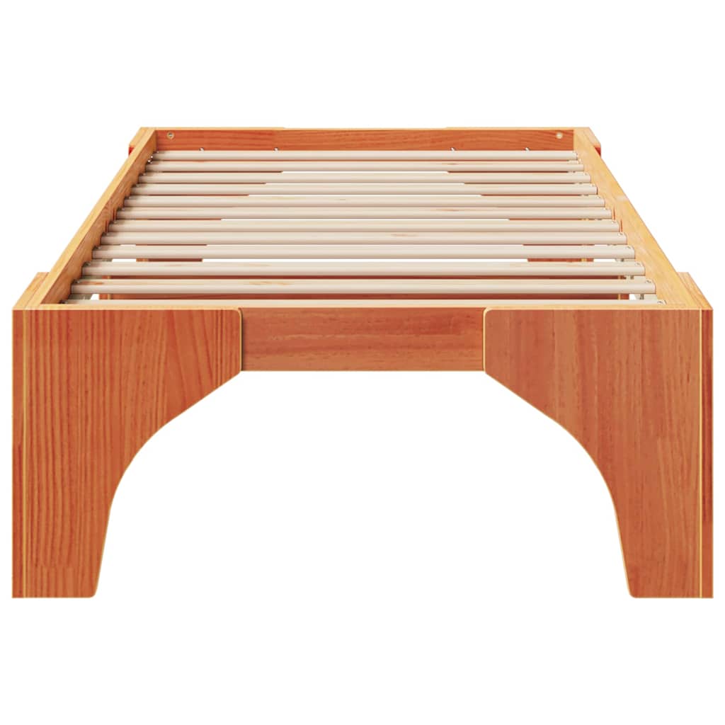 Földi ágykeret tárolóval Barna 90 x 200 cm Tömör fenyőfa