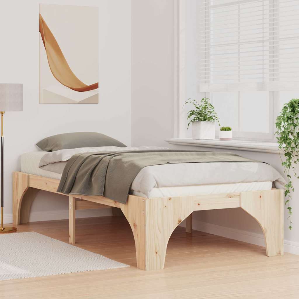 Földi ágykeret tárolóval Barna 80 x 200 cm Tömör fenyőfa