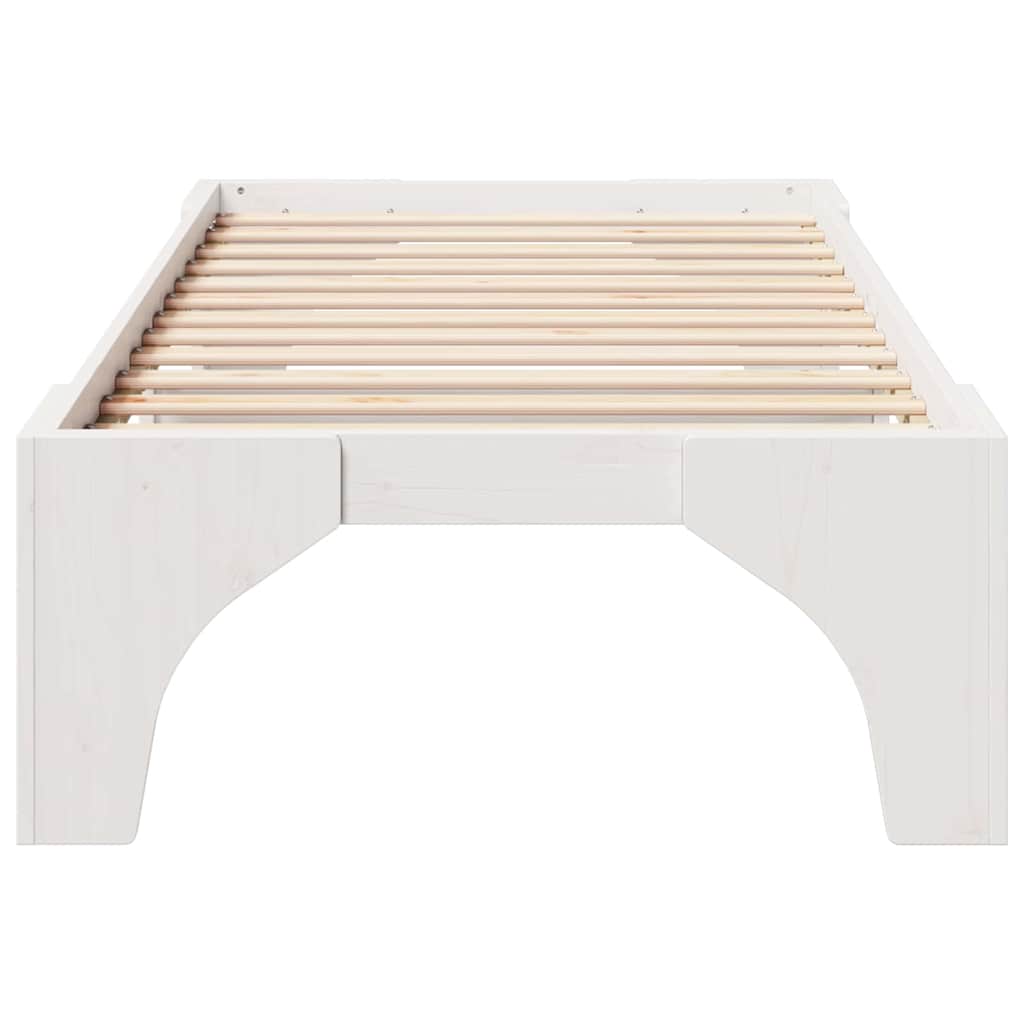 Földi ágykeret Fehér 90 x 190 cm Tömör fenyőfa