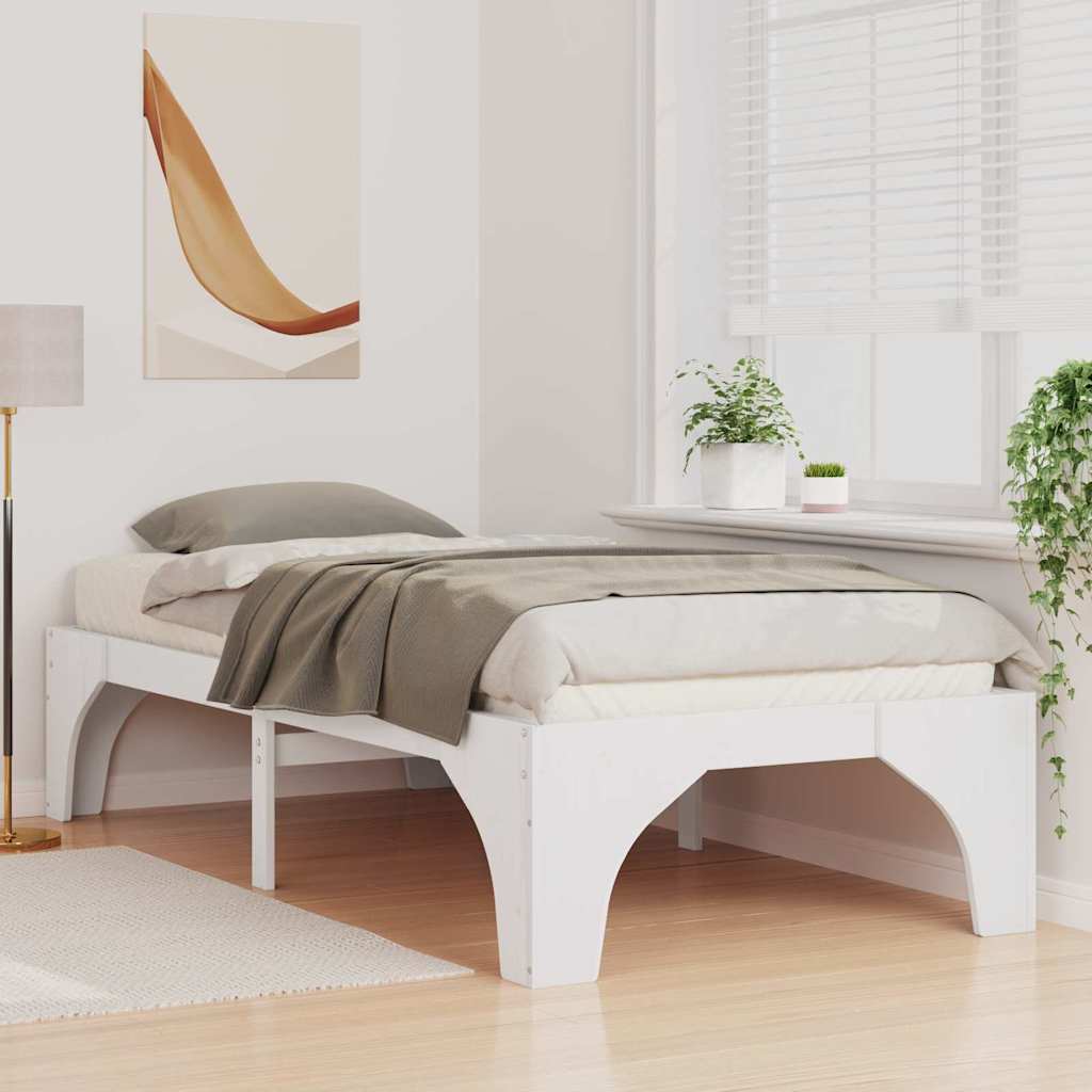 Földi ágykeret tárolóval Fehér 75 x 190 cm Tömör fenyőfa