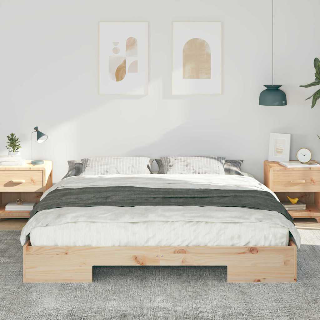 Földi ágykeret tárolóval Barna 200 x 200 cm Tömör fenyőfa