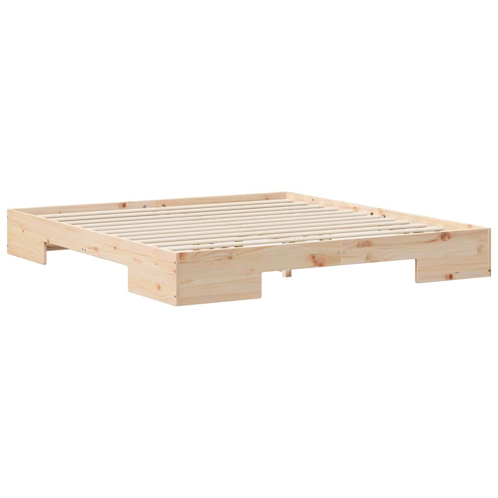 Földi ágykeret tárolóval Barna 200 x 200 cm Tömör fenyőfa