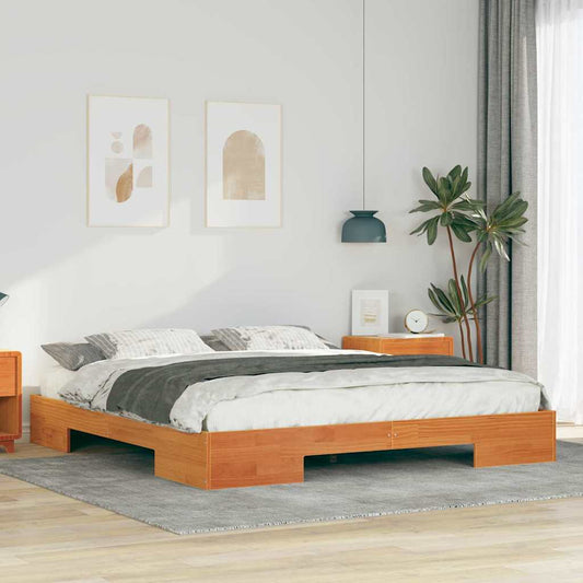 Földi ágykeret tárolóval Barna 200 x 200 cm Tömör fenyőfa