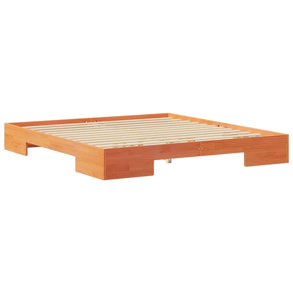 Földi ágykeret tárolóval Barna 200 x 200 cm Tömör fenyőfa
