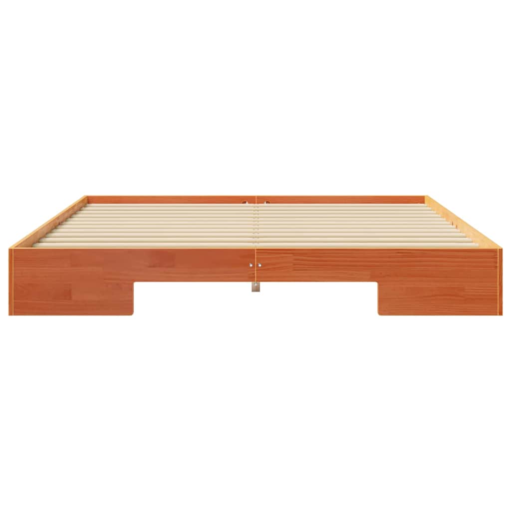 Földi ágykeret tárolóval Barna 200 x 200 cm Tömör fenyőfa