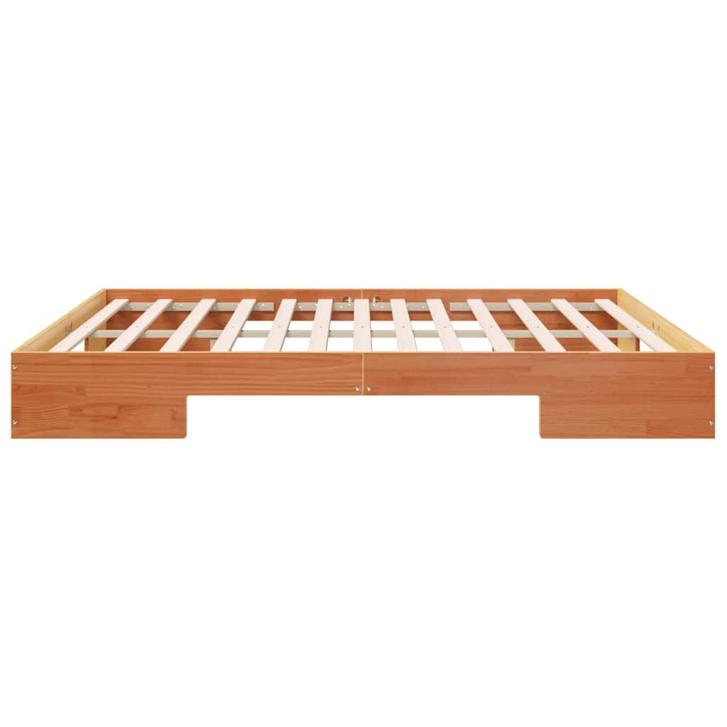 Földi ágykeret tárolóval Barna 200 x 200 cm Tömör fenyőfa