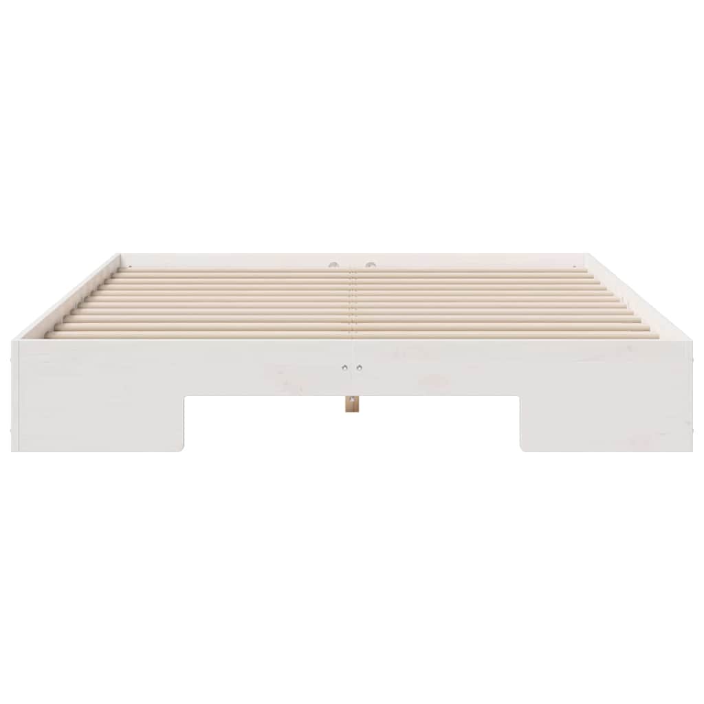 Földi ágykeret tárolóval Fehér 150 x 200 cm Tömör fenyőfa