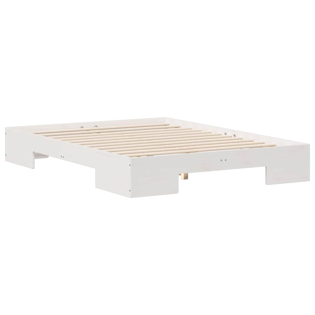 Földi ágykeret tárolóval Fehér 120 x 200 cm Tömör fenyőfa
