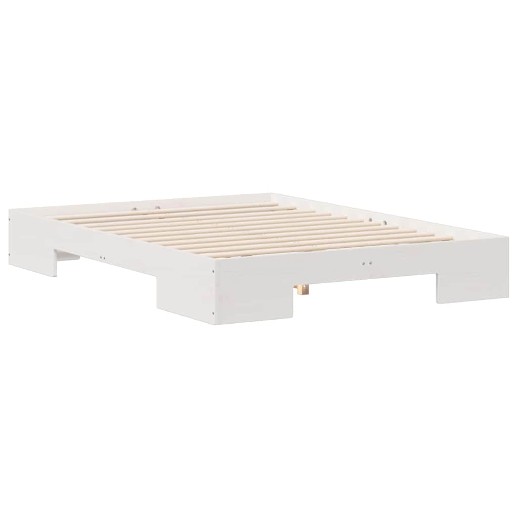 Földi ágykeret tárolóval Fehér 120 x 200 cm Tömör fenyőfa