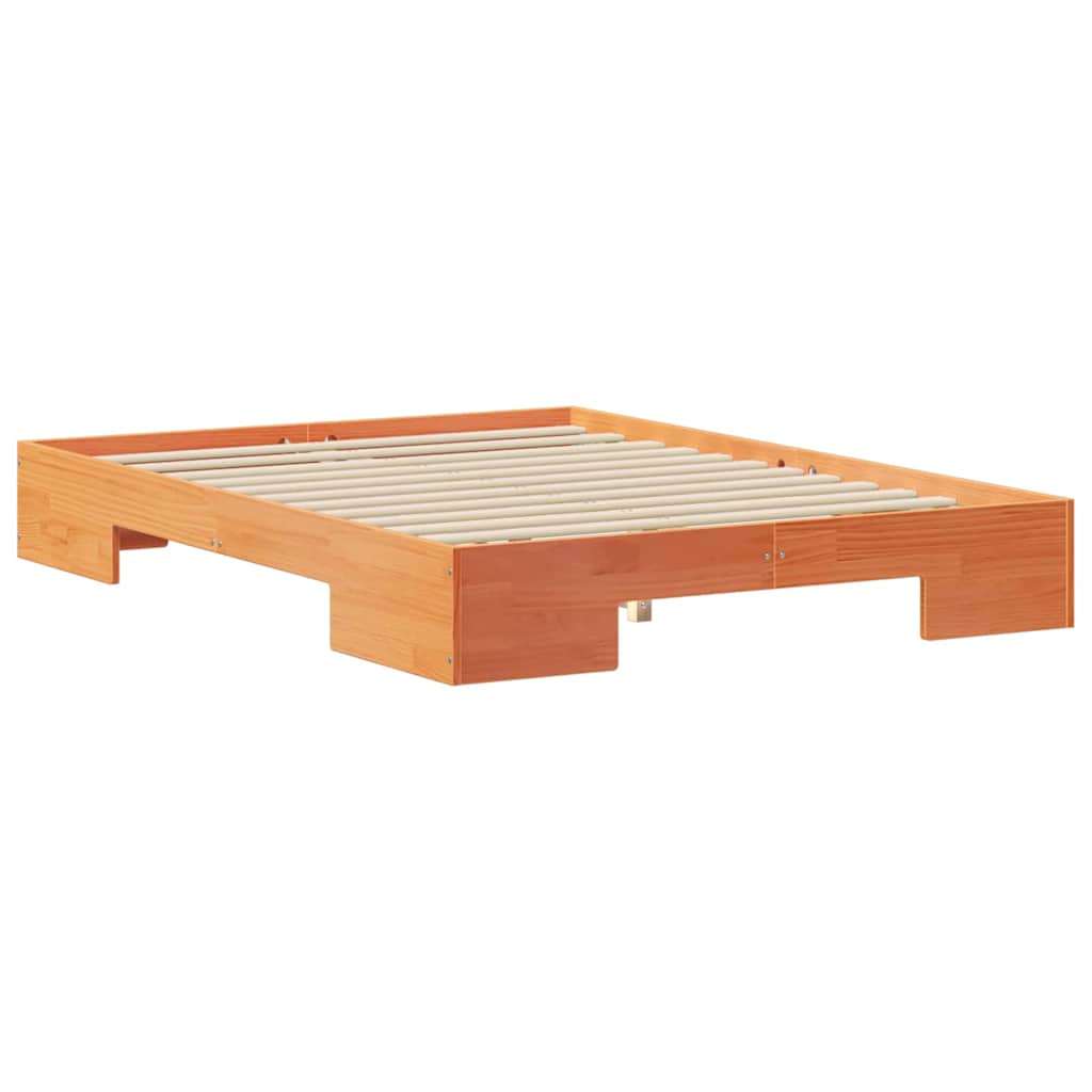 Földi ágykeret tárolóval Barna 120 x 200 cm Tömör fenyőfa