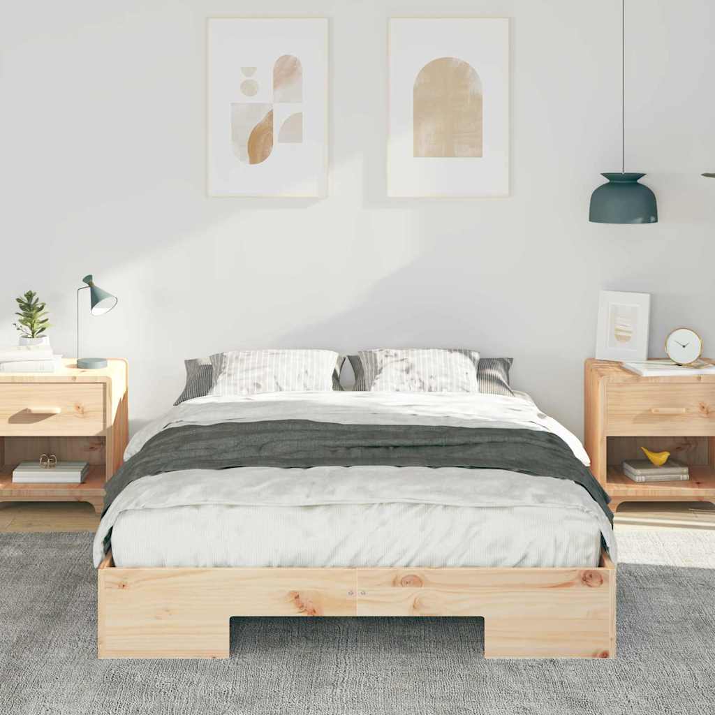 Földi ágykeret tárolóval Barna 135 x 190 cm Tömör fenyőfa