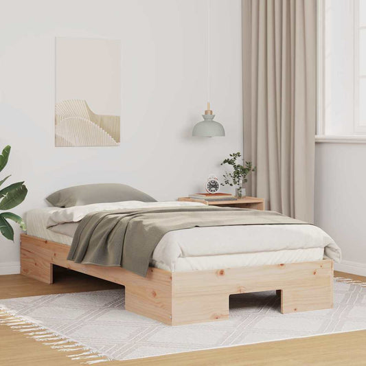 Földi ágykeret tárolóval Barna 90 x 200 cm Tömör fenyőfa