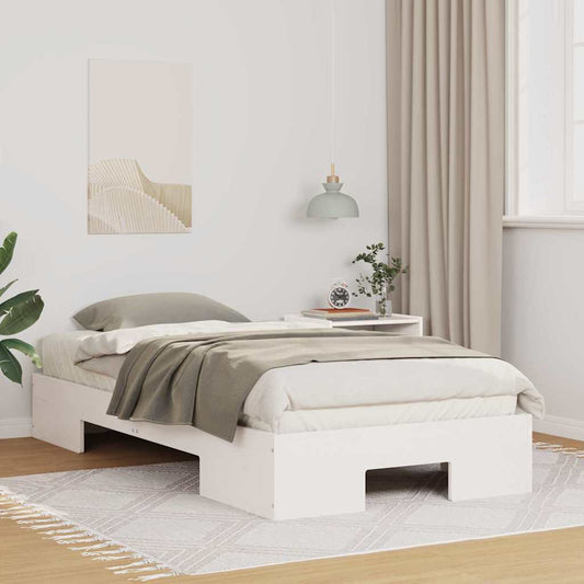 Földi ágykeret tárolóval Fehér 90 x 200 cm Tömör fenyőfa