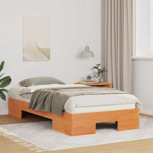 Földi ágykeret tárolóval Barna 90 x 200 cm Tömör fenyőfa