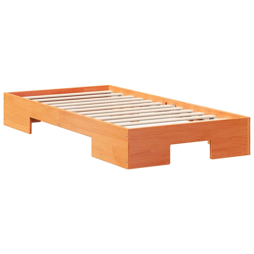 Földi ágykeret tárolóval Barna 90 x 200 cm Tömör fenyőfa