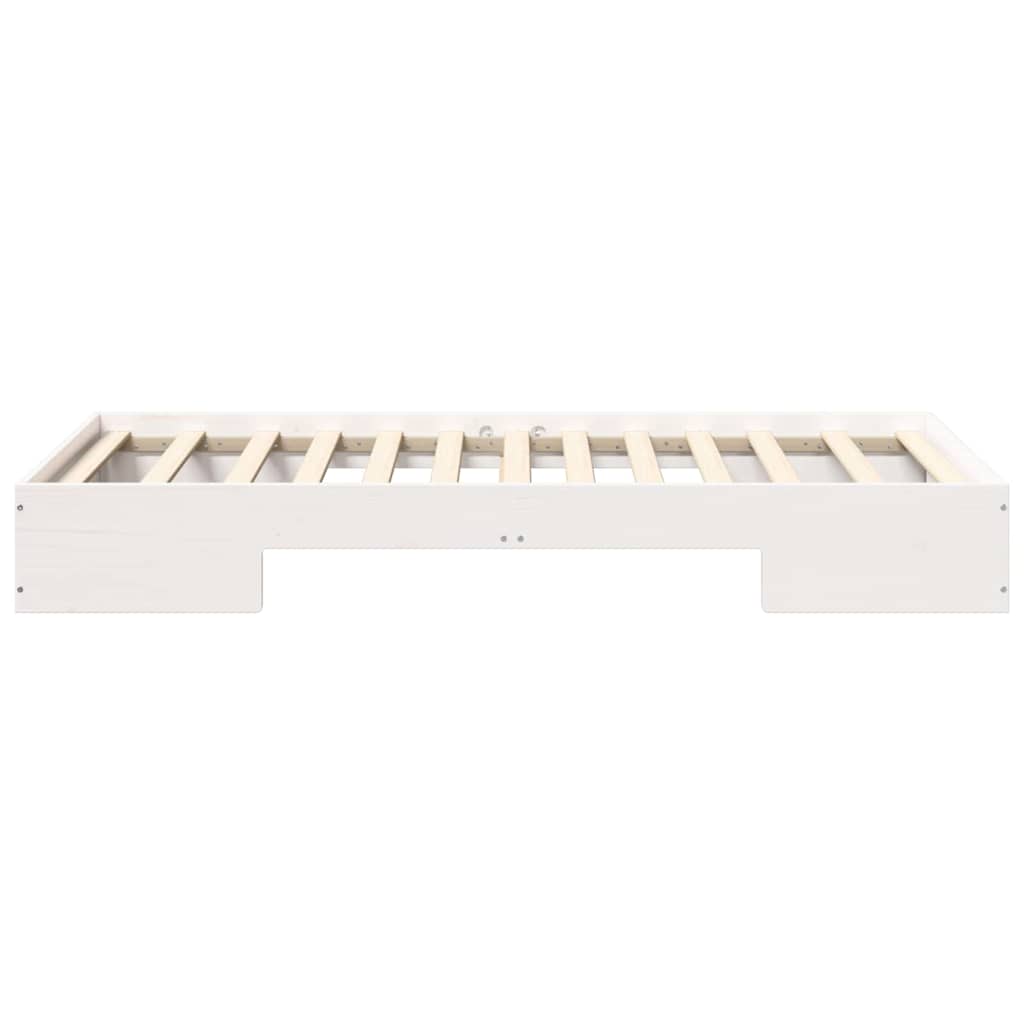 Földi ágykeret tárolóval Fehér 90 x 190 cm Tömör fenyőfa