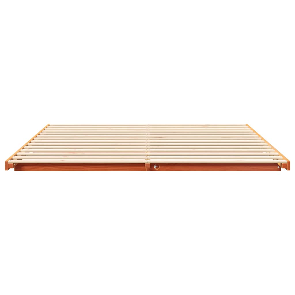 Földi ágykeret Viaszbarna 200 x 200 cm Tömör fenyőfa