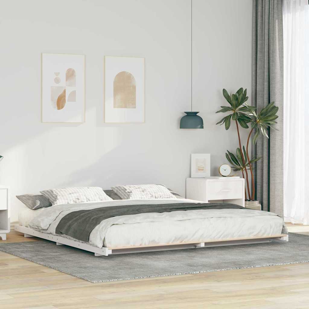 Földi ágykeret Fehér 180 x 200 cm Tömör fenyőfa