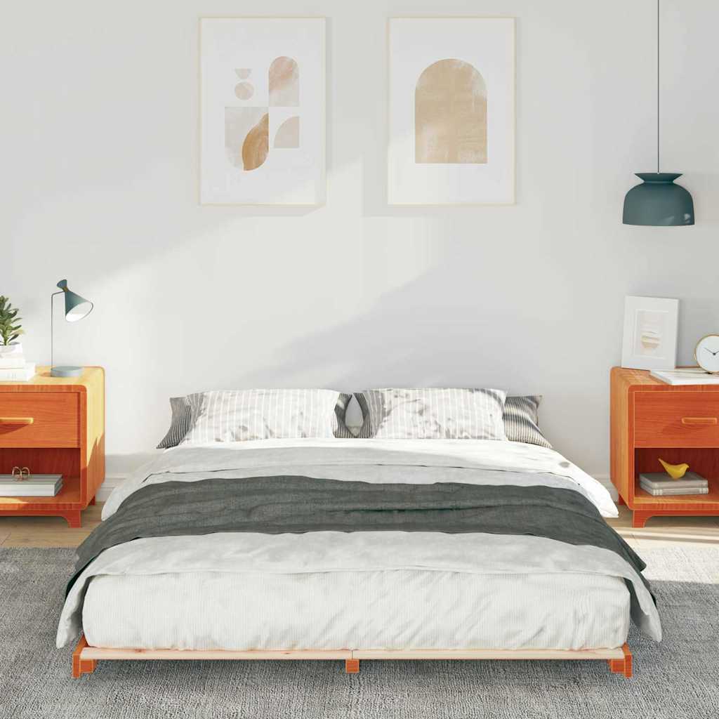 Földi ágykeret Viaszbarna 160 x 200 cm Tömör fenyőfa