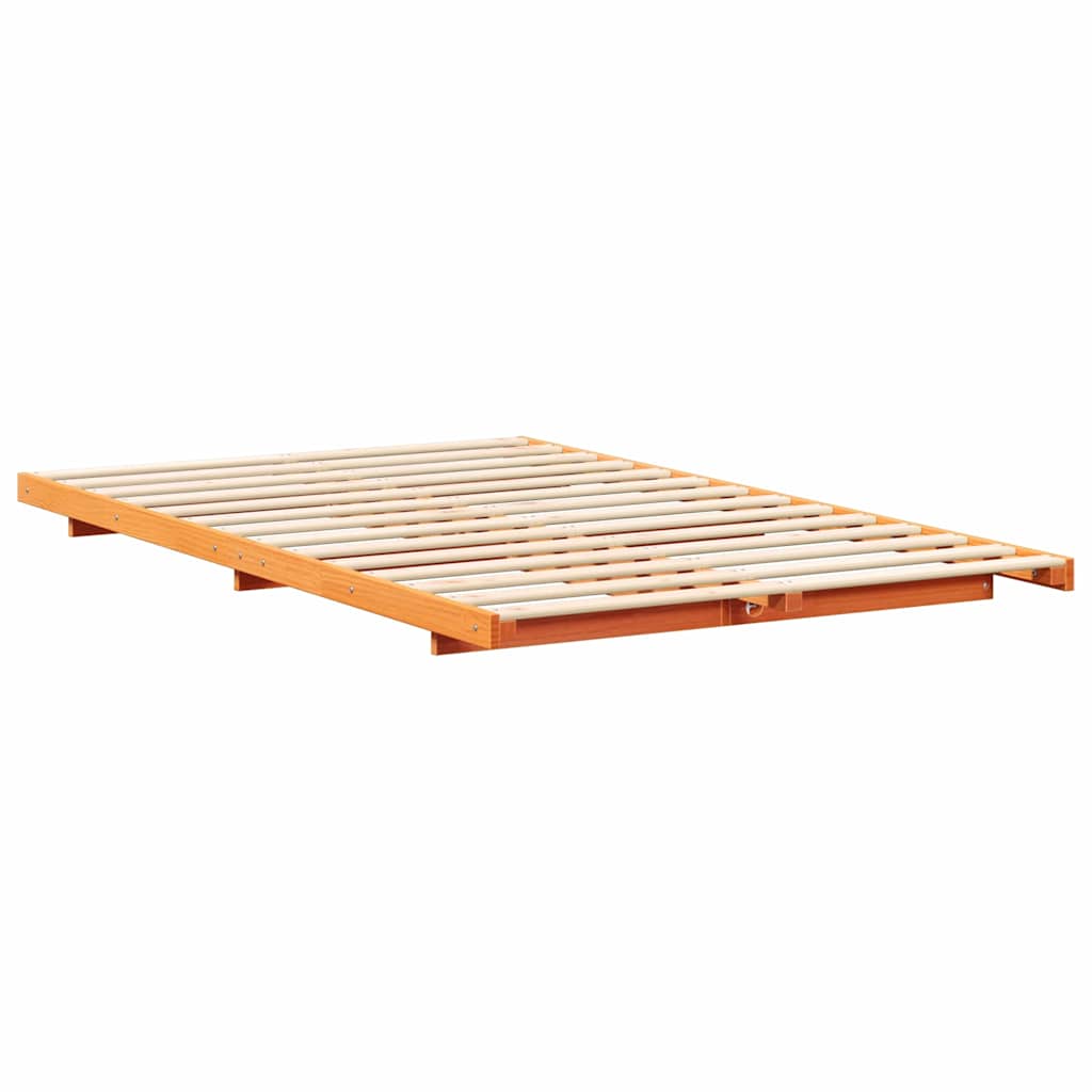 Földi ágykeret Viaszbarna 120 x 200 cm Tömör fenyőfa