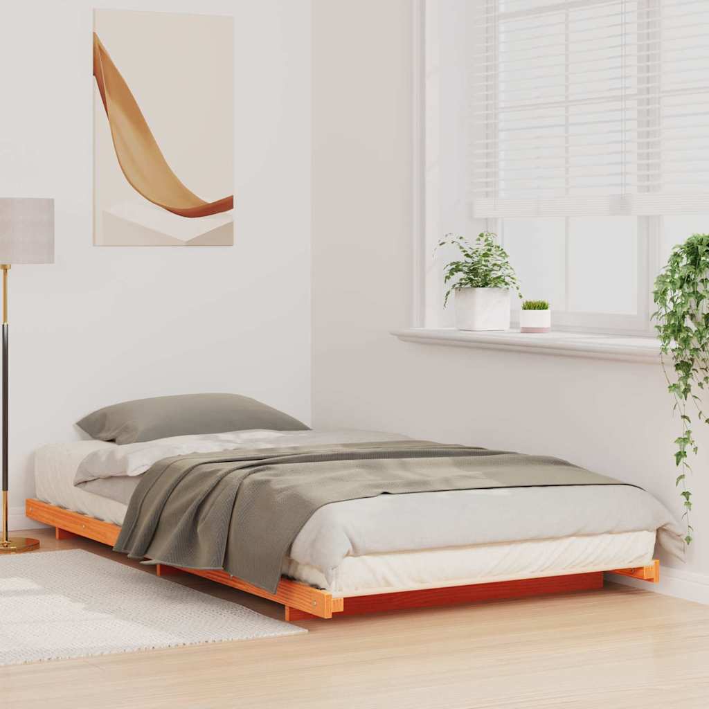 Földi ágykeret Viaszbarna 75 x 190 cm Tömör fenyőfa