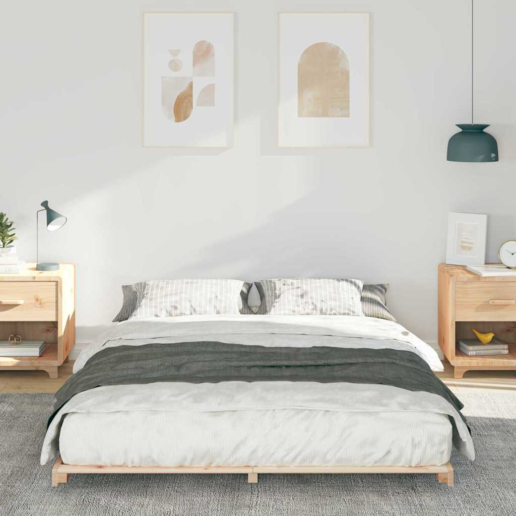 Földi ágykeret Barna 160 x 210 cm Tömör fenyőfa