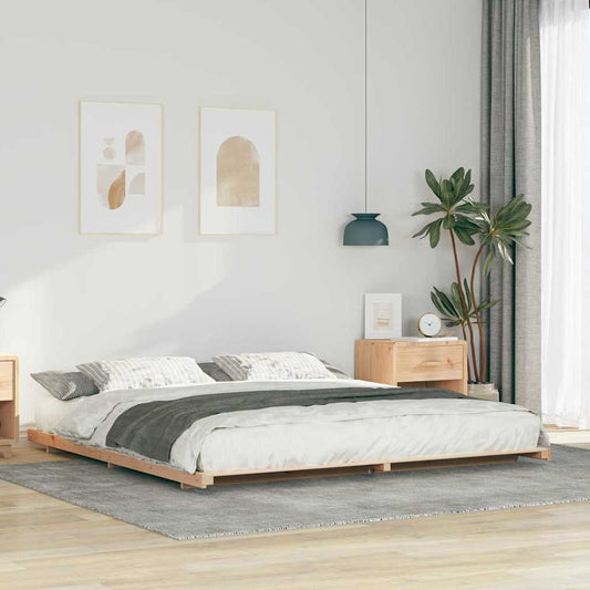 Földi ágykeret Barna 200 x 210 cm Tömör fenyőfa