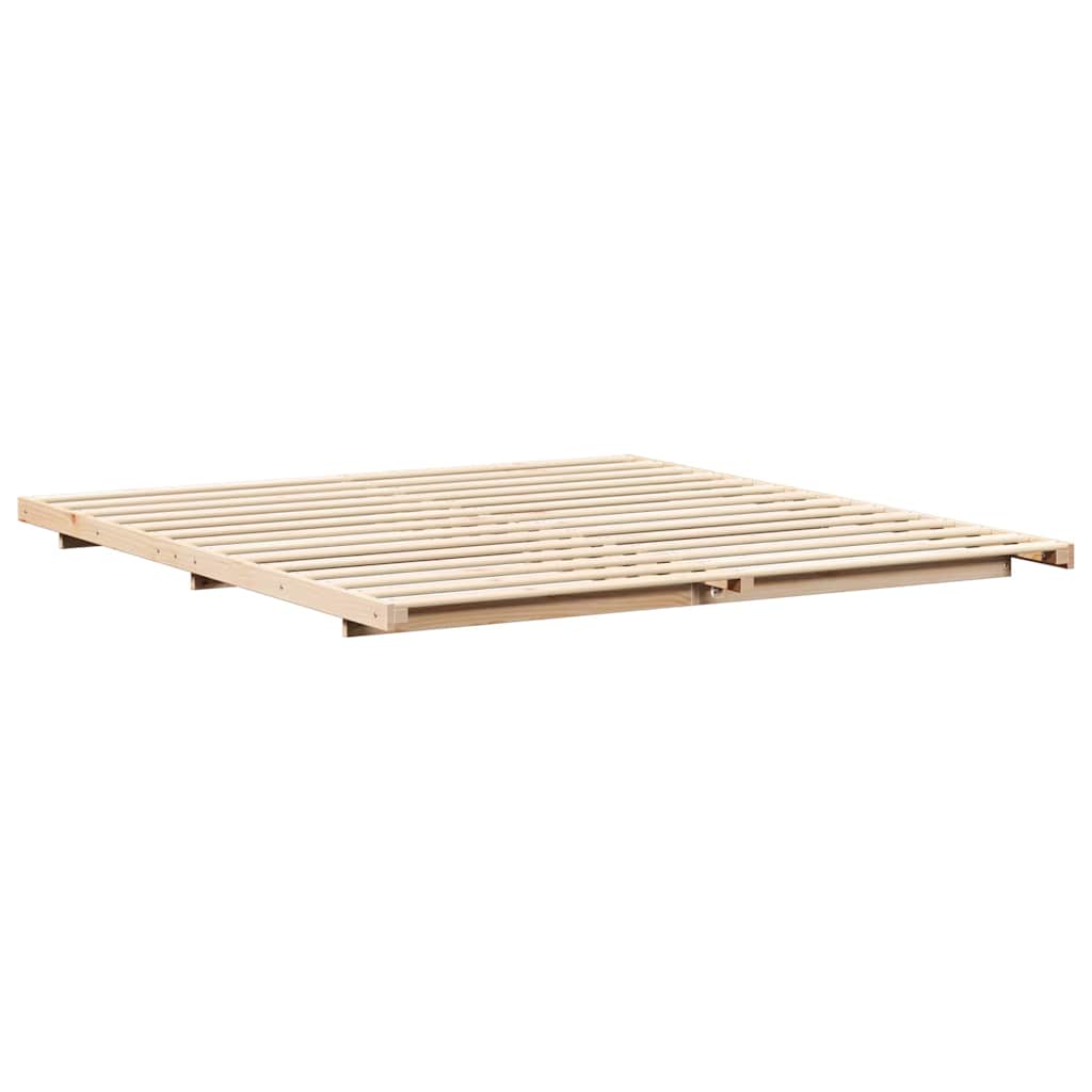 Földi ágykeret Barna 200 x 210 cm Tömör fenyőfa