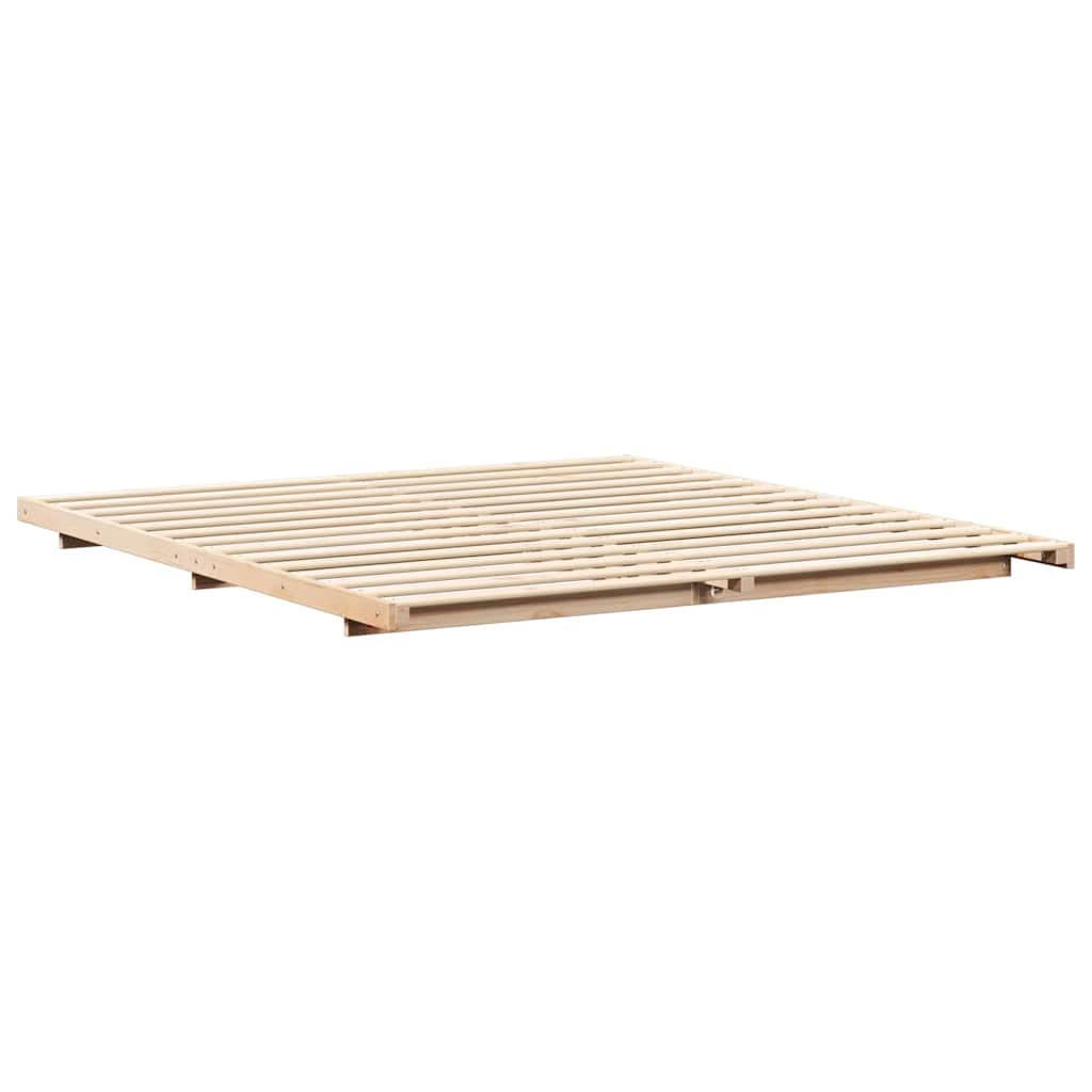 Földi ágykeret Barna 200 x 210 cm Tömör fenyőfa