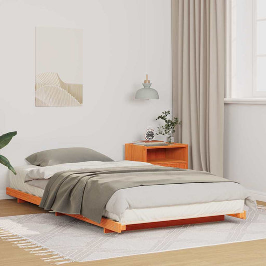 Földi ágykeret Viaszbarna 100 x 220 cm Tömör fenyőfa