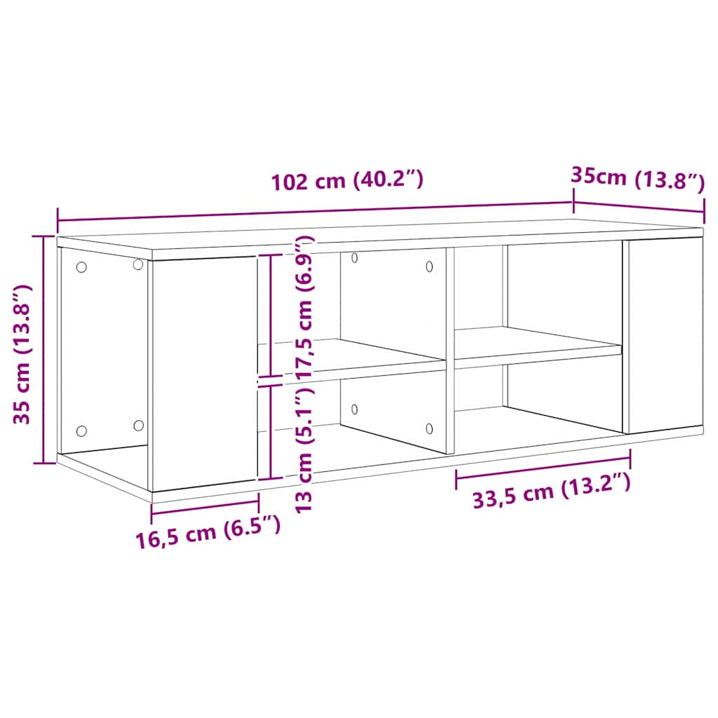 TV szekrény garnitúra Öreg fa 102 x 35 x 35 cm Faanyag