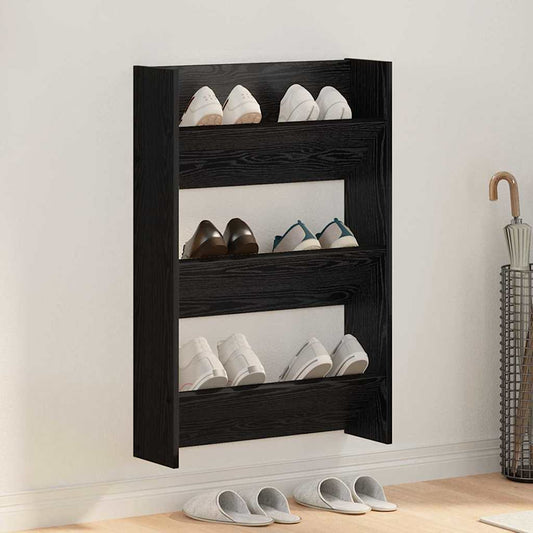 Cipőszekrény polcokkal Fekete tölgy 60 x 18 x 90 cm Faanyag