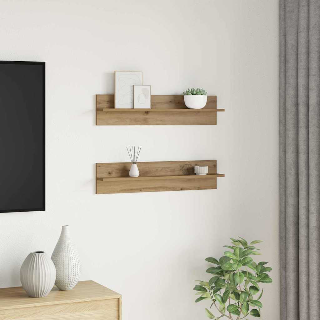 Falpolcok 2 pcs kézműves tölgy 80 x 11.5 x 18 cm Faanyag