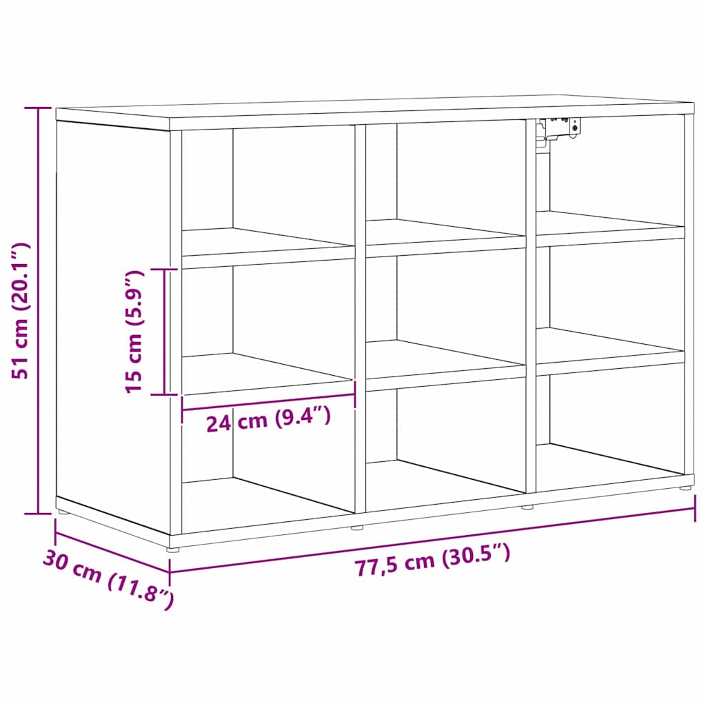 Cipőszekrény polcokkal Régi fa 77.5 x 30 x 51 cm Faanyag