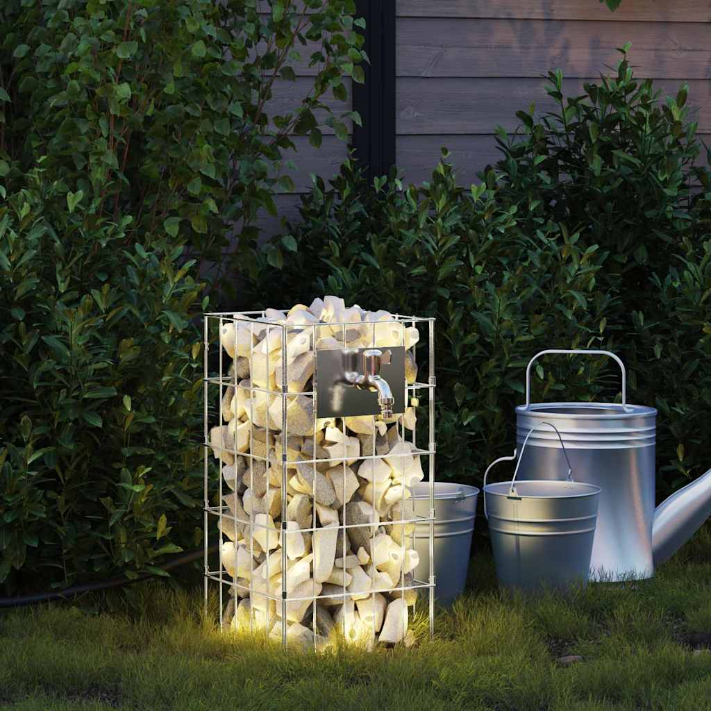 Gabion Oszlop Ezüst 25 x 25 x 50 cm Rozsdamentes acél