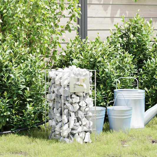 Gabion Oszlop Ezüst 25 x 25 x 50 cm Rozsdamentes acél
