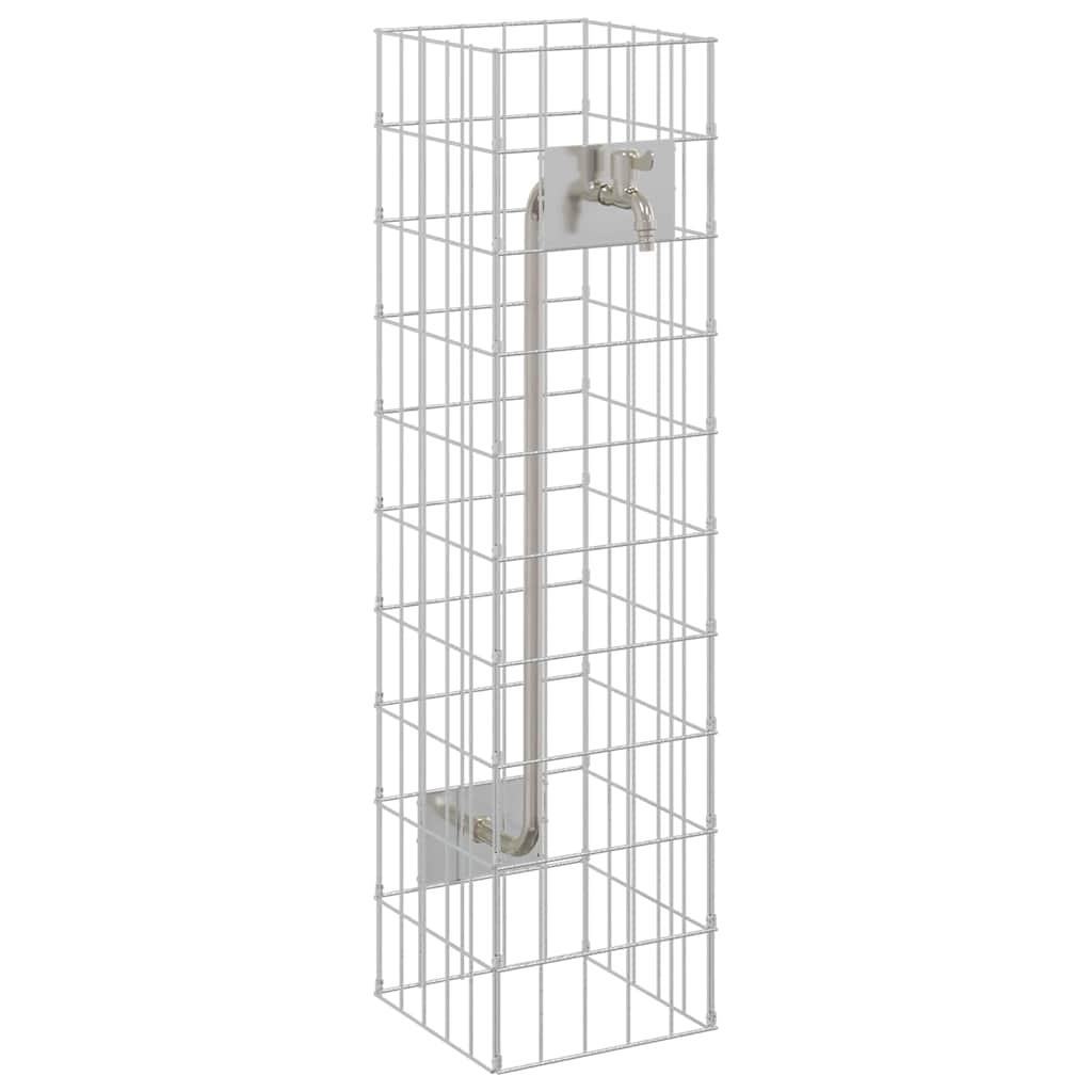 Gabion Oszlop Ezüst 25 x 25 x 100 cm Rozsdamentes acél