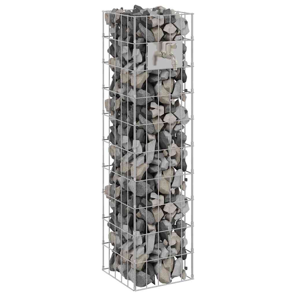 Gabion Oszlop Ezüst 25 x 25 x 100 cm Rozsdamentes acél