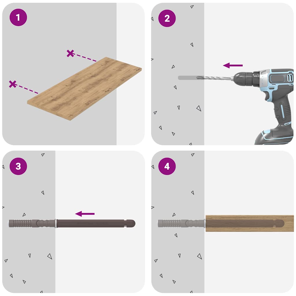 Lebegő polctartók 12 pcs Barna Ø10 x 170 mm Acél