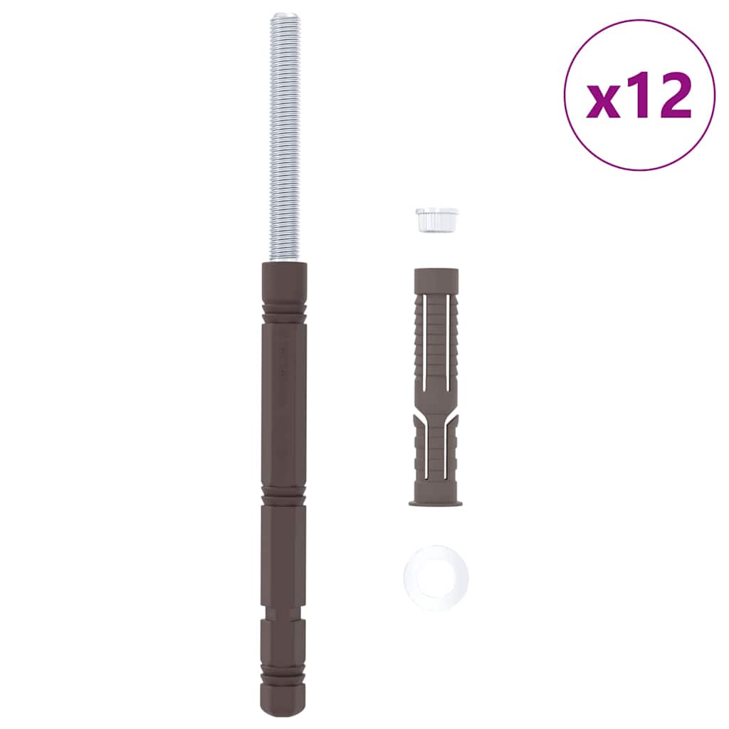 Lebegő polctartók 12 pcs Barna Ø14 x 210 mm Acél