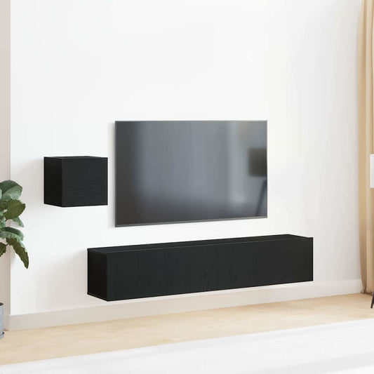 TV Szekrény Készlet 4 pcs Musta tammi 80 x 30 x 30 cm Faanyag