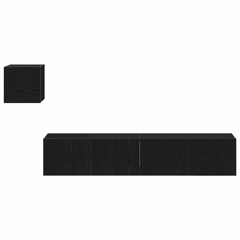 TV Szekrény Készlet 4 pcs Musta tammi 80 x 30 x 30 cm Faanyag