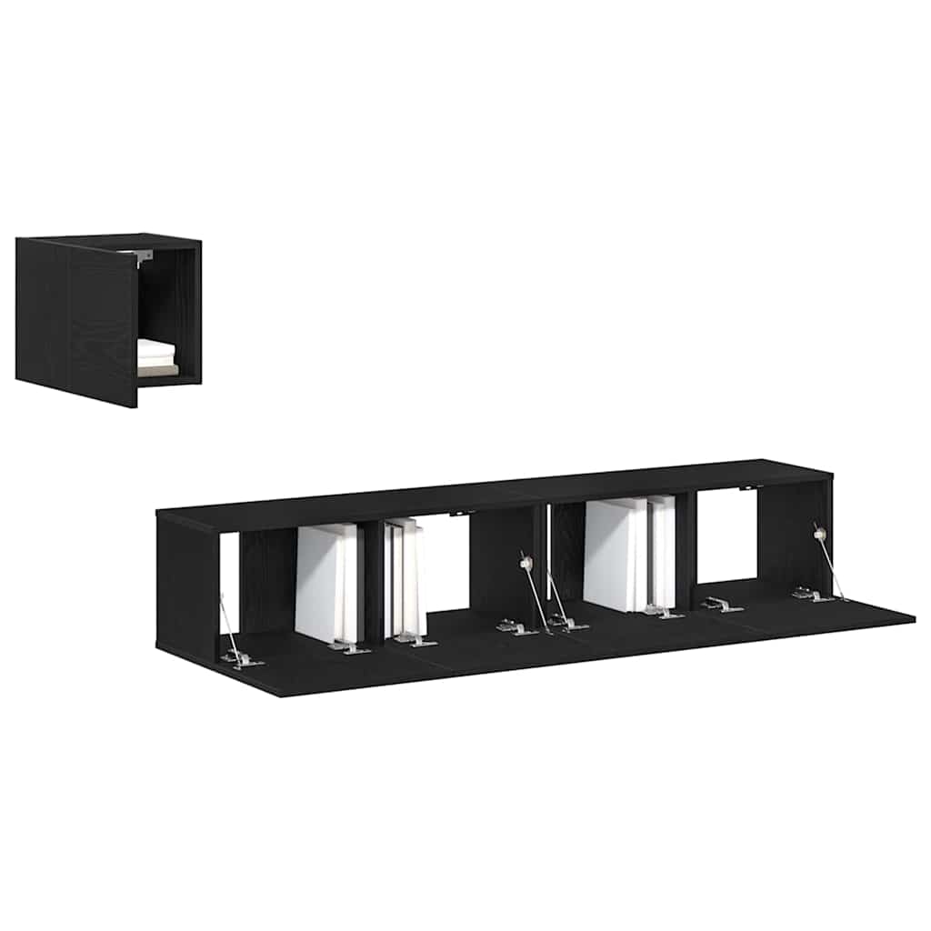TV Szekrény Készlet 4 pcs Musta tammi 80 x 30 x 30 cm Faanyag