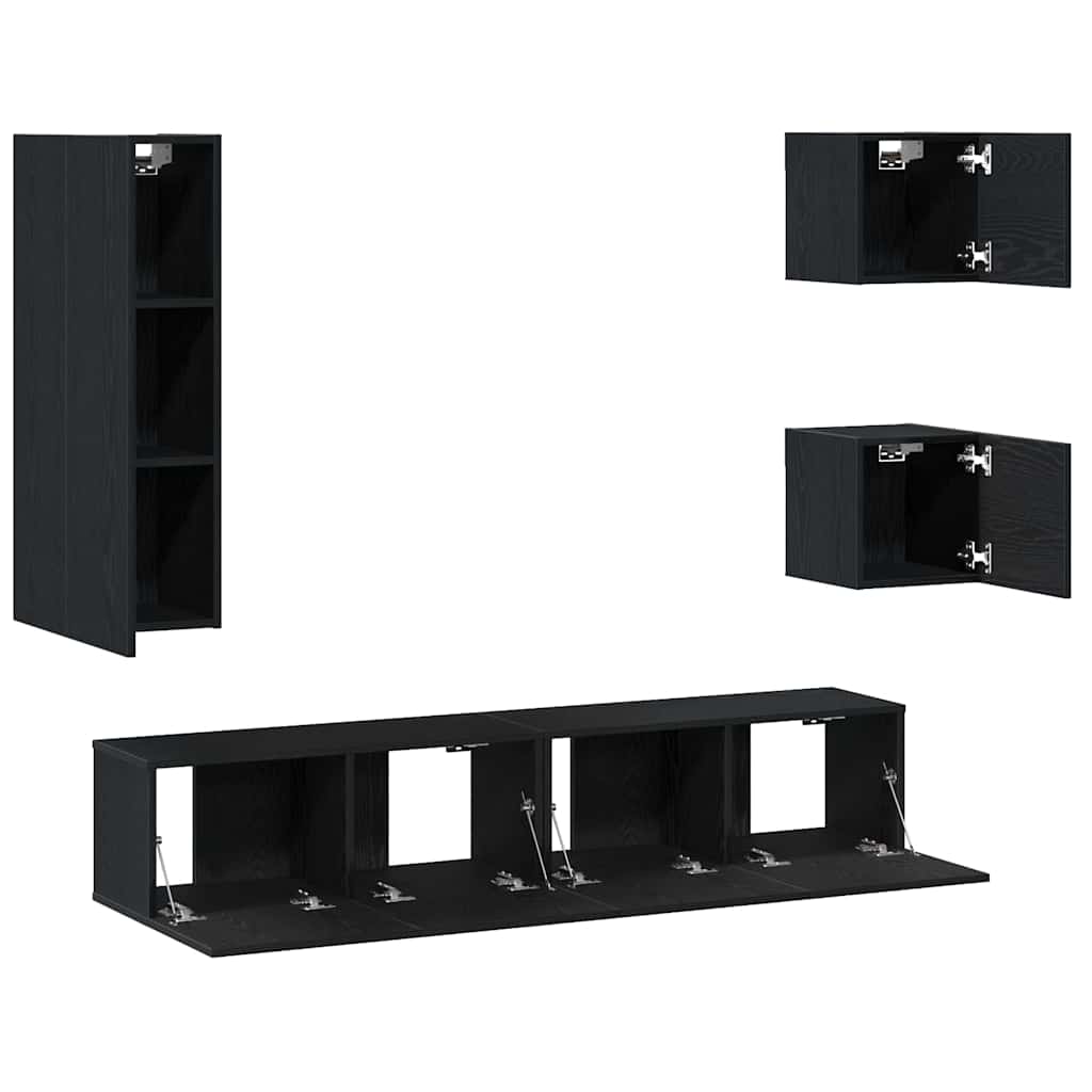 TV Szekrény Készlet 5 pcs Musta tammi 160 x 30 x 30.5 cm