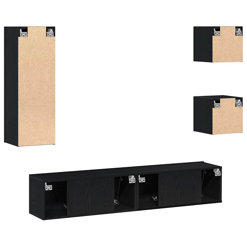 TV Szekrény Készlet 5 pcs Musta tammi 160 x 30 x 30.5 cm