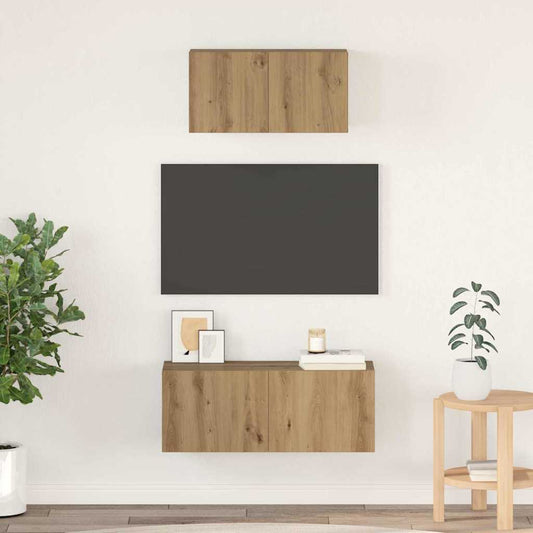 TV szekrény garnitúra 2 pcs kézműves tölgy Faanyag